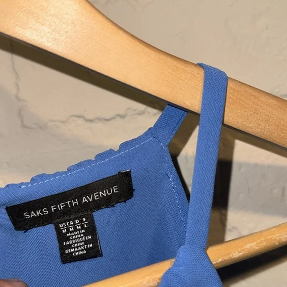 Saks Fifth Avenue blouse NEW steel Blue Layered Sleeveless Top keyhole back - Picture 7 of 8